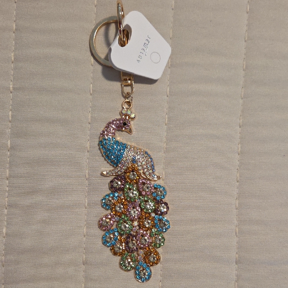 Multicolor Peacock Keychain